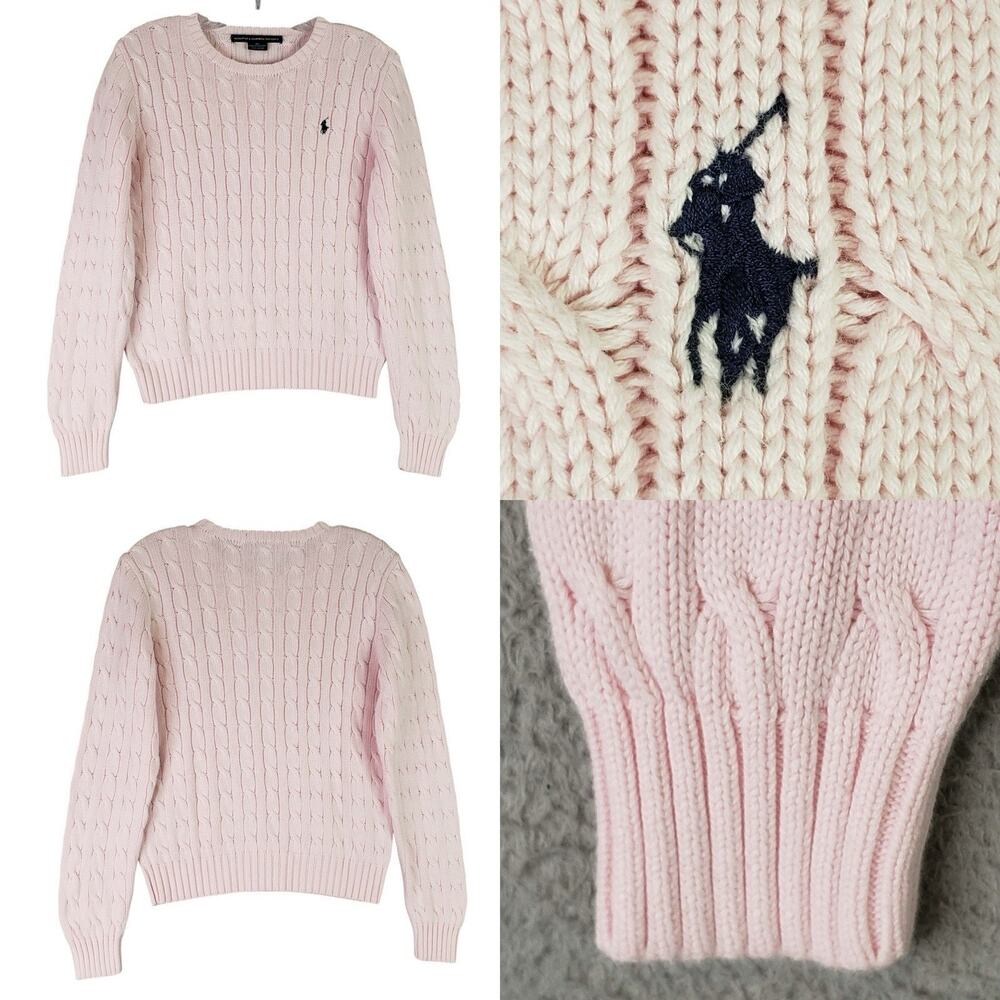 Polo Ralph Lauren Sweater Pullover Women’s Size Small S Cable Knit Light Pink